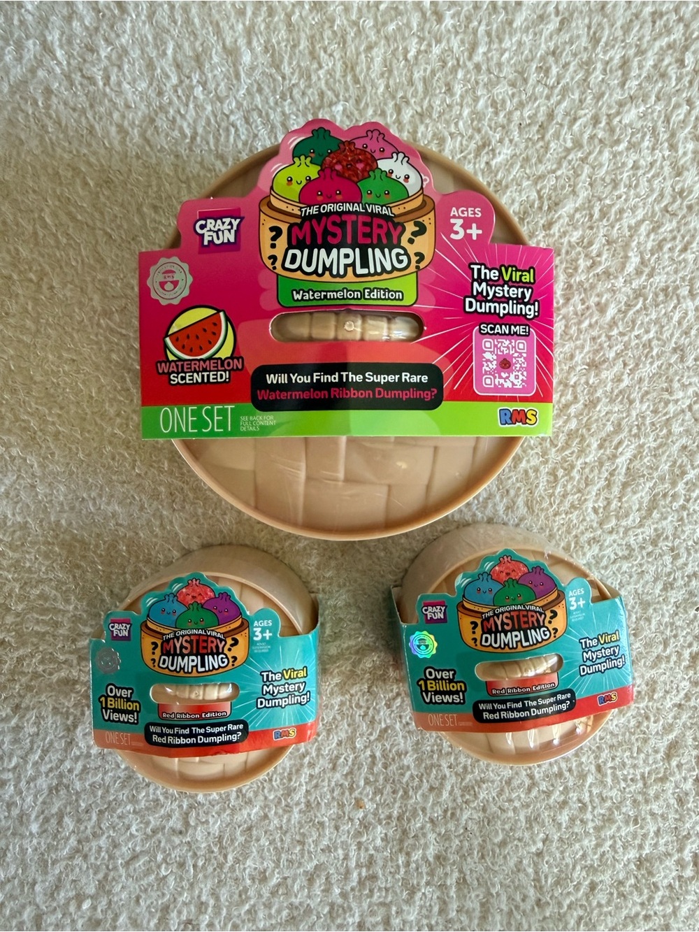 RMS Crazy Fun Mystery Dumplings Watermelon edition  and 2 minis red ribbon